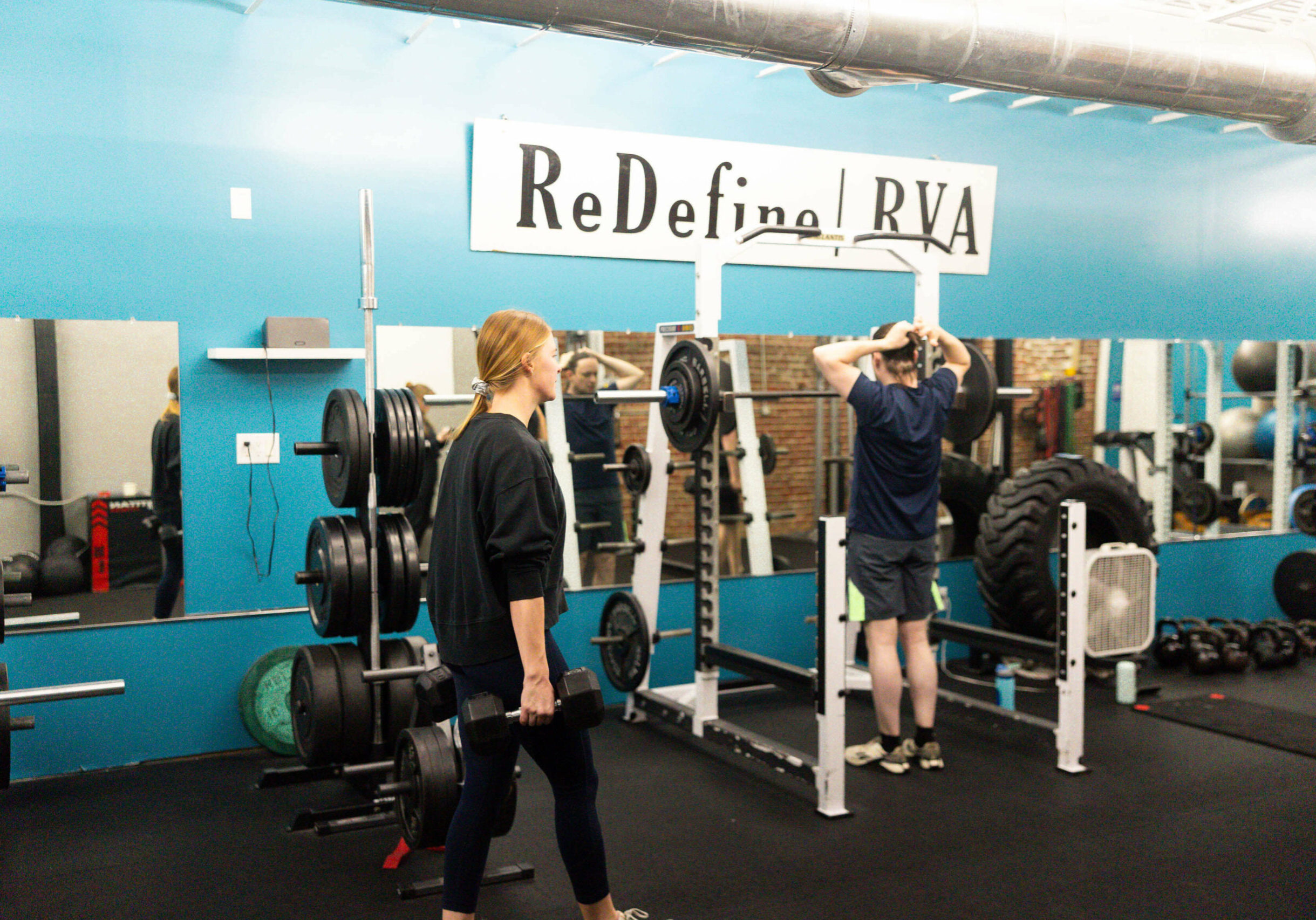 Two clients working out